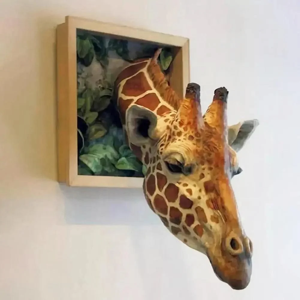 Giraffe Head 3D Wall Sculpture: Lifelike Wall Art Decor -