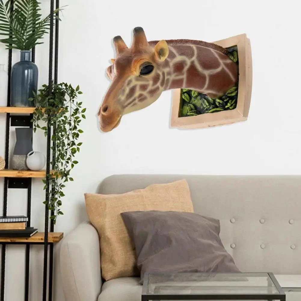 Giraffe Head 3D Wall Sculpture: Lifelike Wall Art Decor -