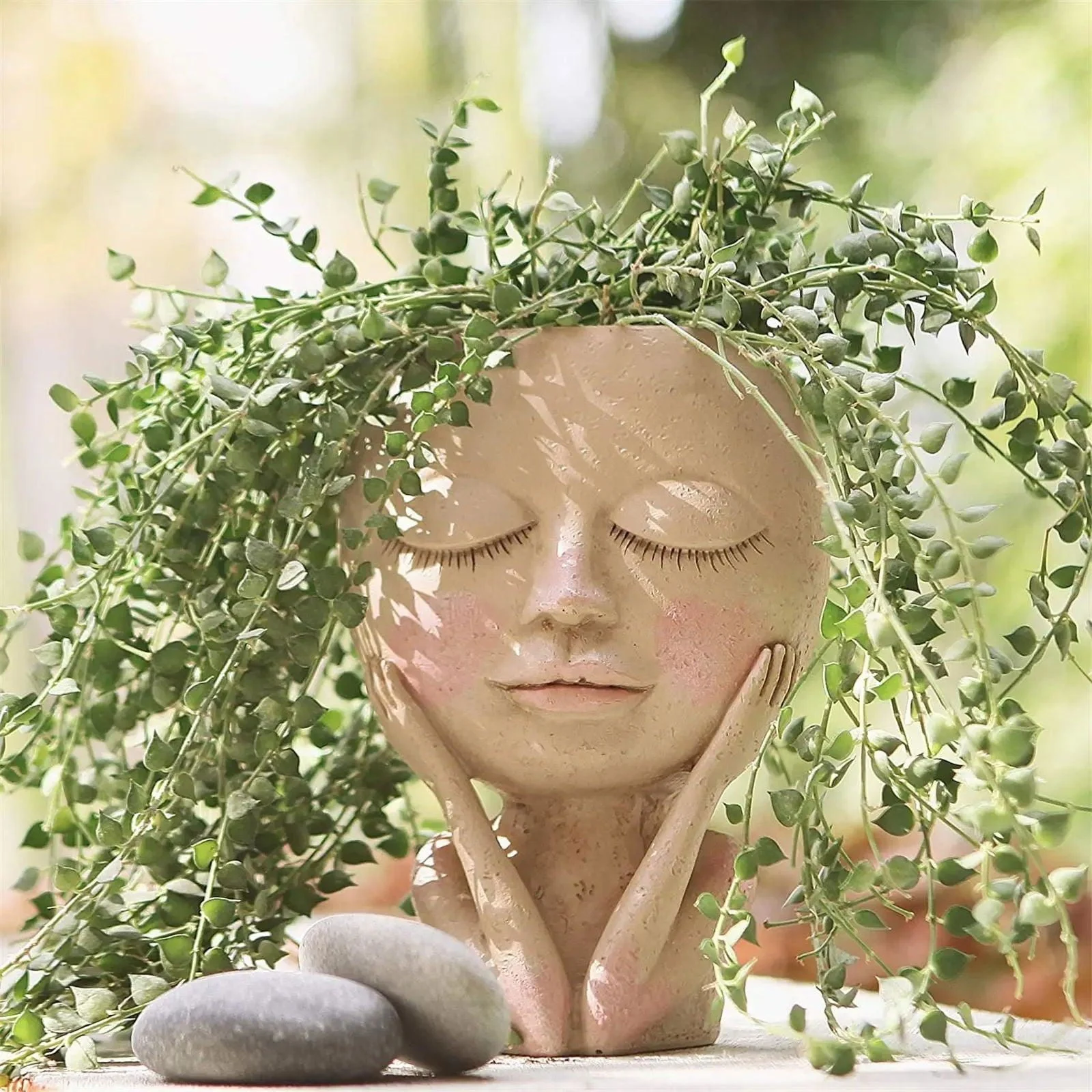 Girls Face Head Flower Planter: Nordic Garden Décor -