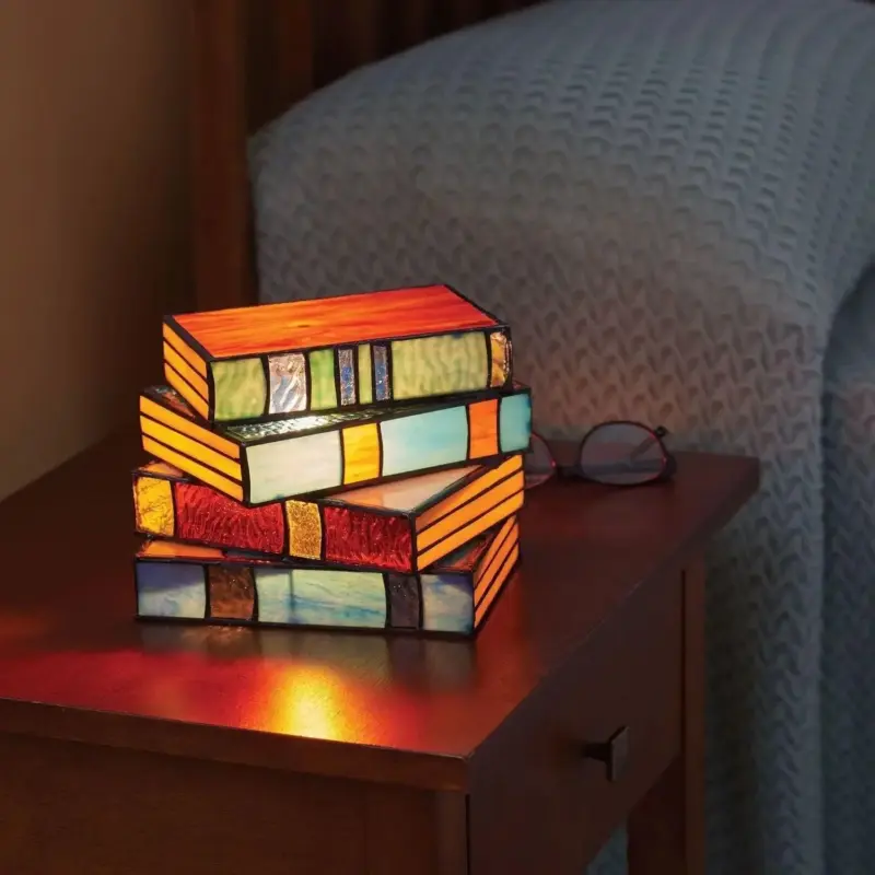 GlassNovel Colored Glass Book Lamp tag1