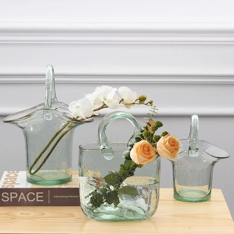 Glass Basket Vase -  - #tag1#