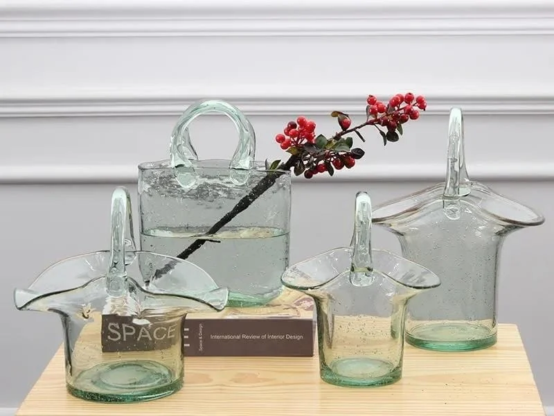 Glass Basket Vase -  - #tag1#