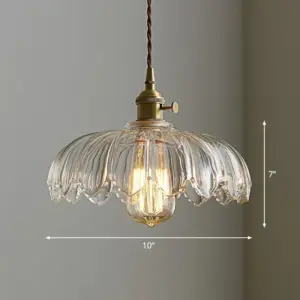 Glass Flower Ceiling Lamp Industrial Pendant Light