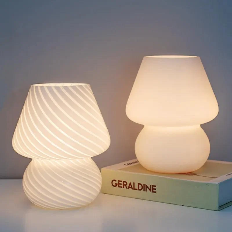 Glass Striped Mushroom Table Lamp -