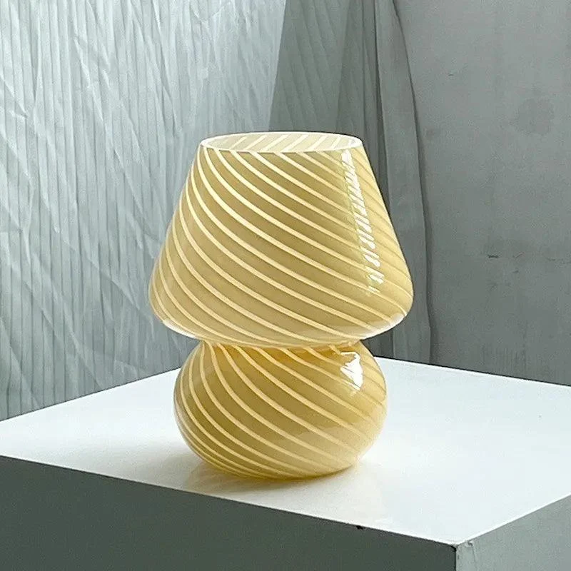 Glass Striped Mushroom Table Lamp -