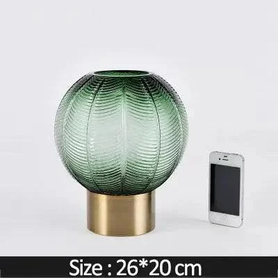 Glass Vase with Metal Base -