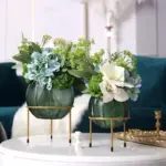 Glass Vase with Metal Base
