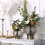 Glass Vase with Metal Base