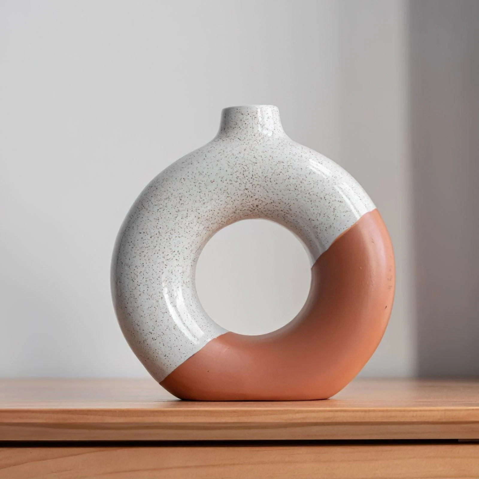 Glazed Ceramic Donut Vase -