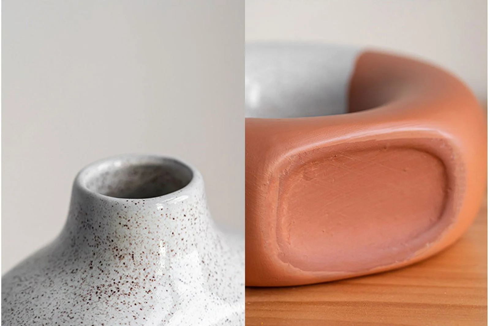 Glazed Ceramic Donut Vase -