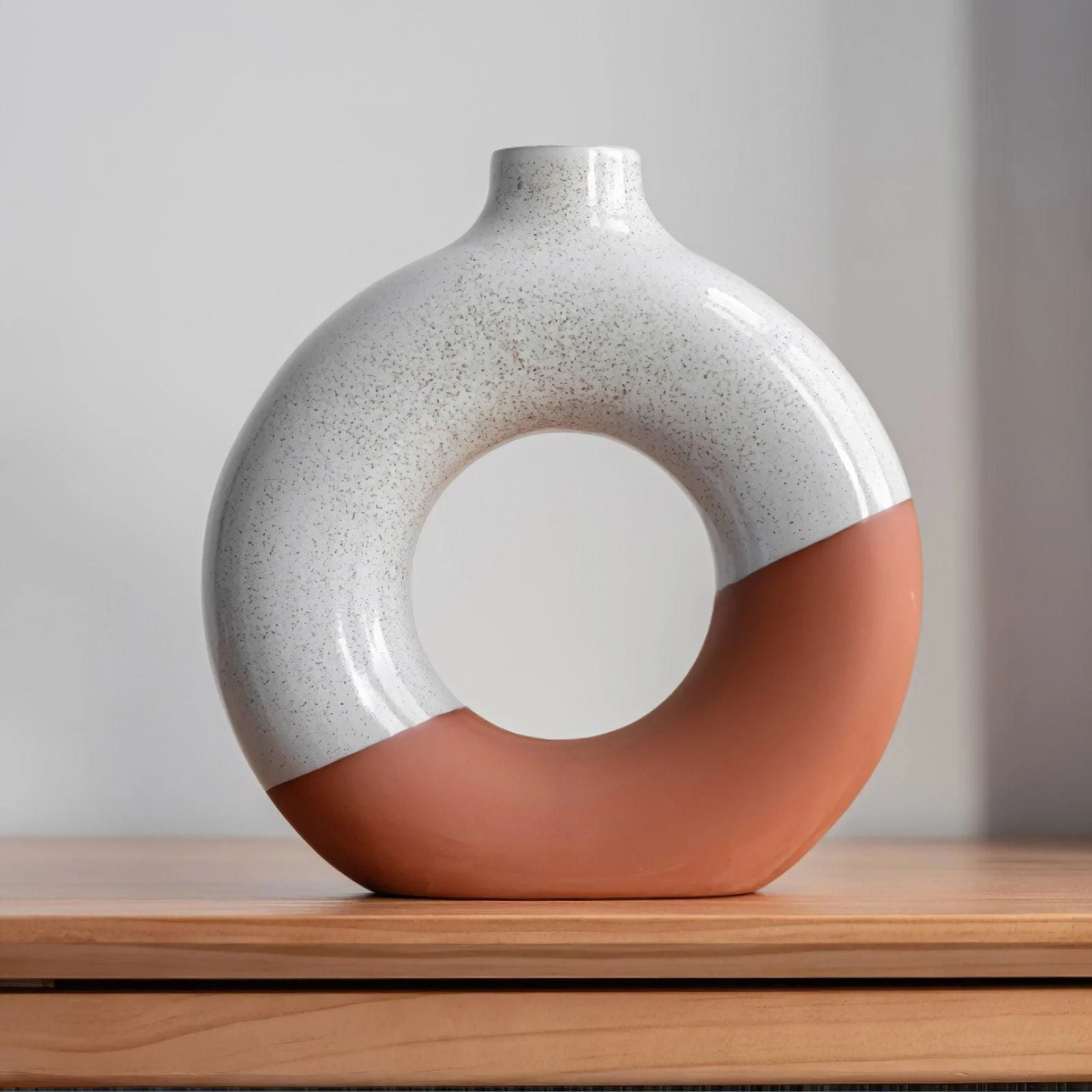 Glazed Ceramic Donut Vase -