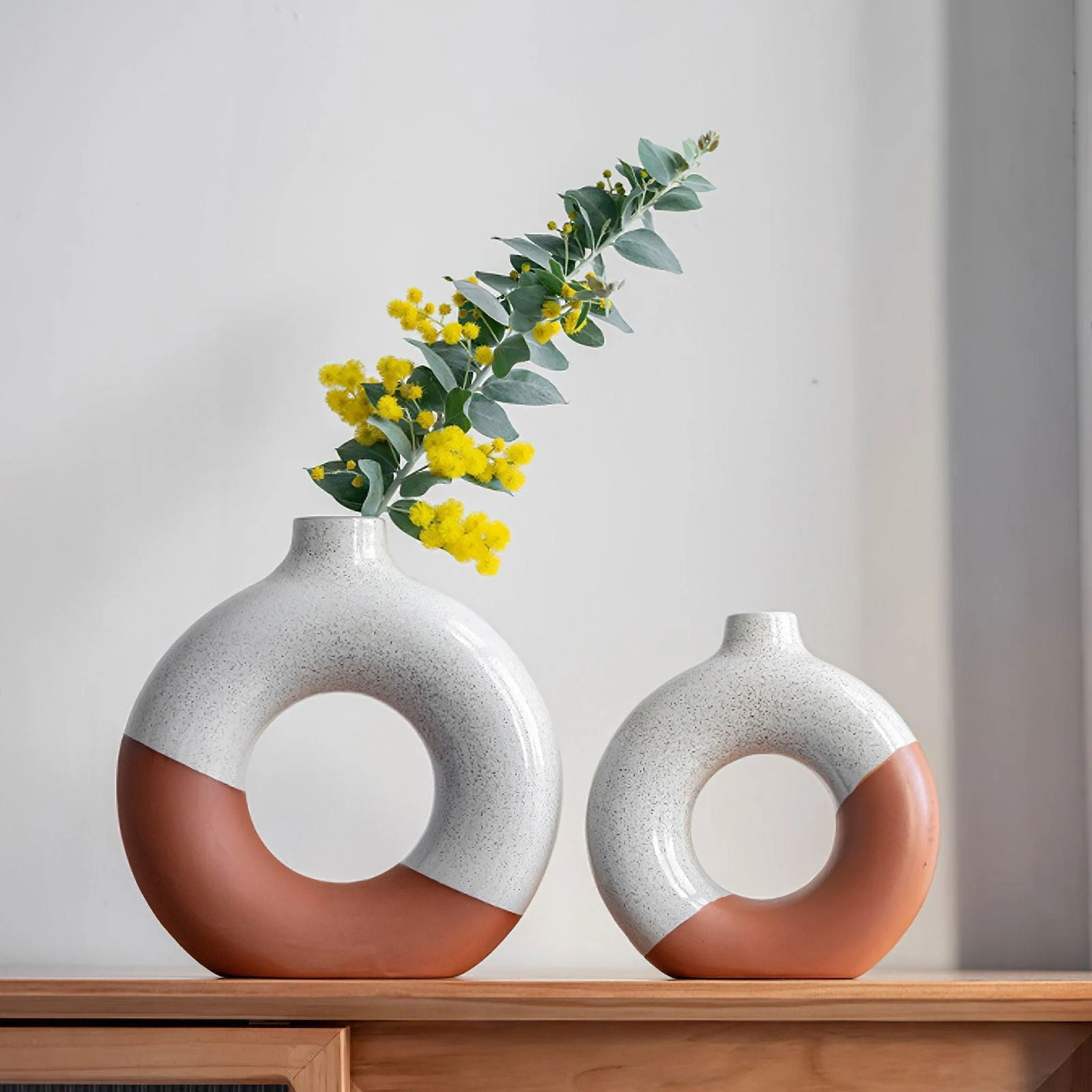 Glazed Ceramic Donut Vase -