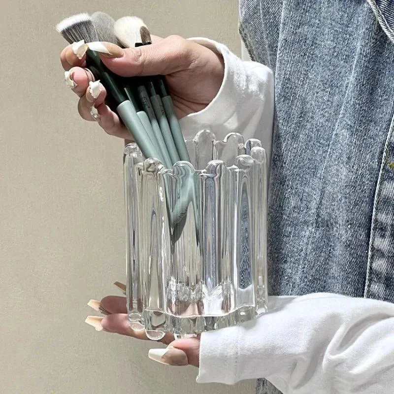 Glossy Wavy Striped Edge Makeup Brush Holder -  - #tag1#