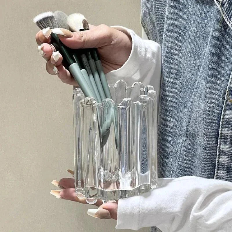 Glossy Wavy Striped Edge Makeup Brush Holder -  - #tag1#