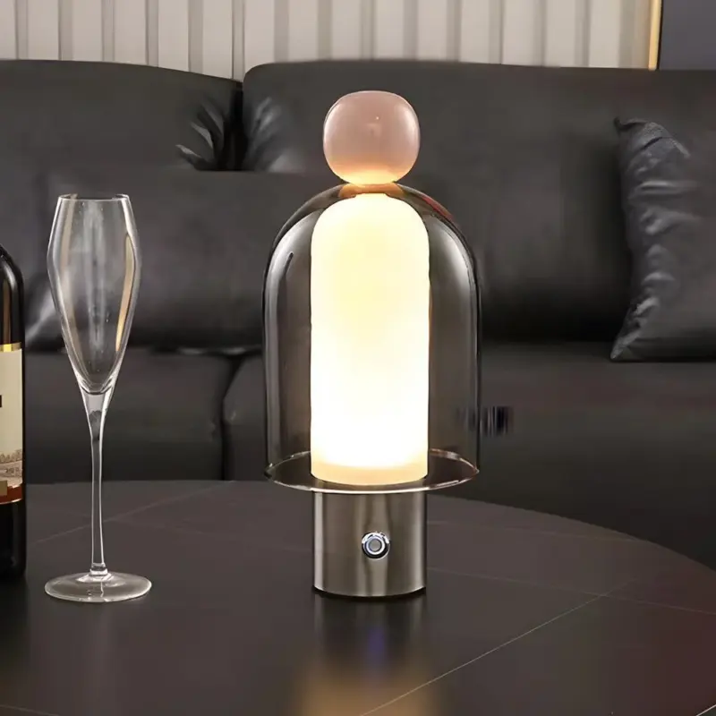 GlowFlow Glass Rechargeable Table Lamp with LED Dimmer tag1