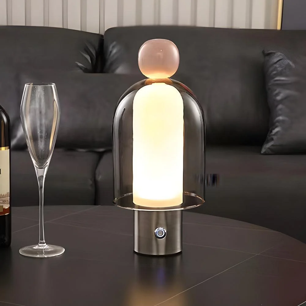 GlowFlow - Glass Rechargeable Table Lamp with LED Dimmer -  - #tag1#