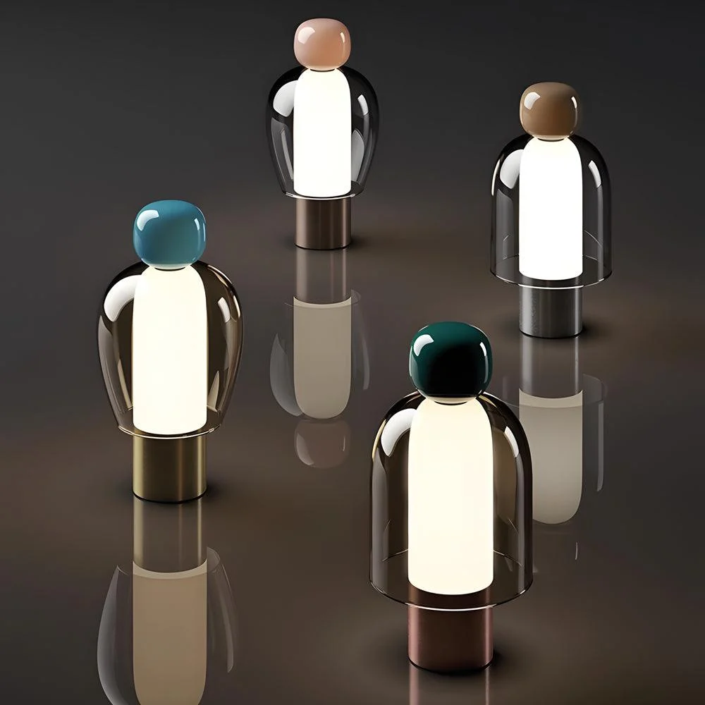 GlowFlow - Glass Rechargeable Table Lamp with LED Dimmer -  - #tag1#