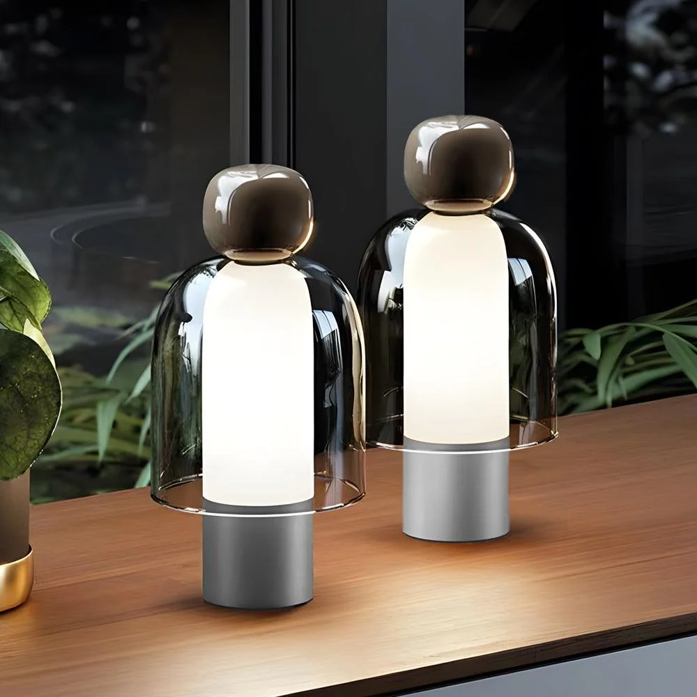GlowFlow - Glass Rechargeable Table Lamp with LED Dimmer -  - #tag1#