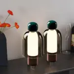 GlowFlow Glass Rechargeable Table Lamp with LED Dimmer tag1