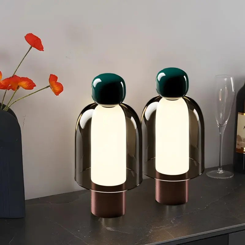 GlowFlow Glass Rechargeable Table Lamp with LED Dimmer tag1