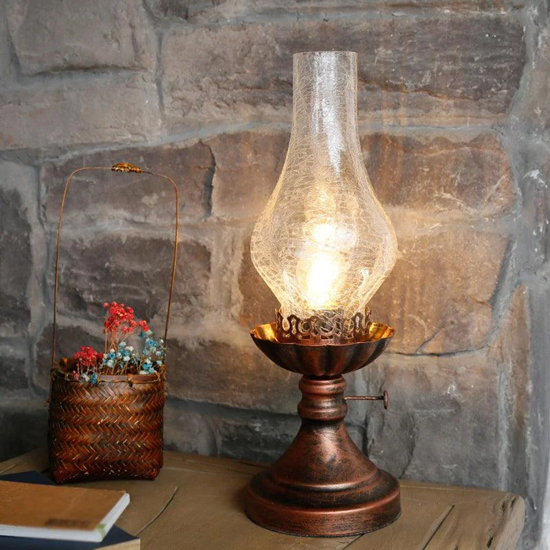 GlowThijs - Retro Bedside Lamp with Craykle Glass Lampshade -  - #tag1#