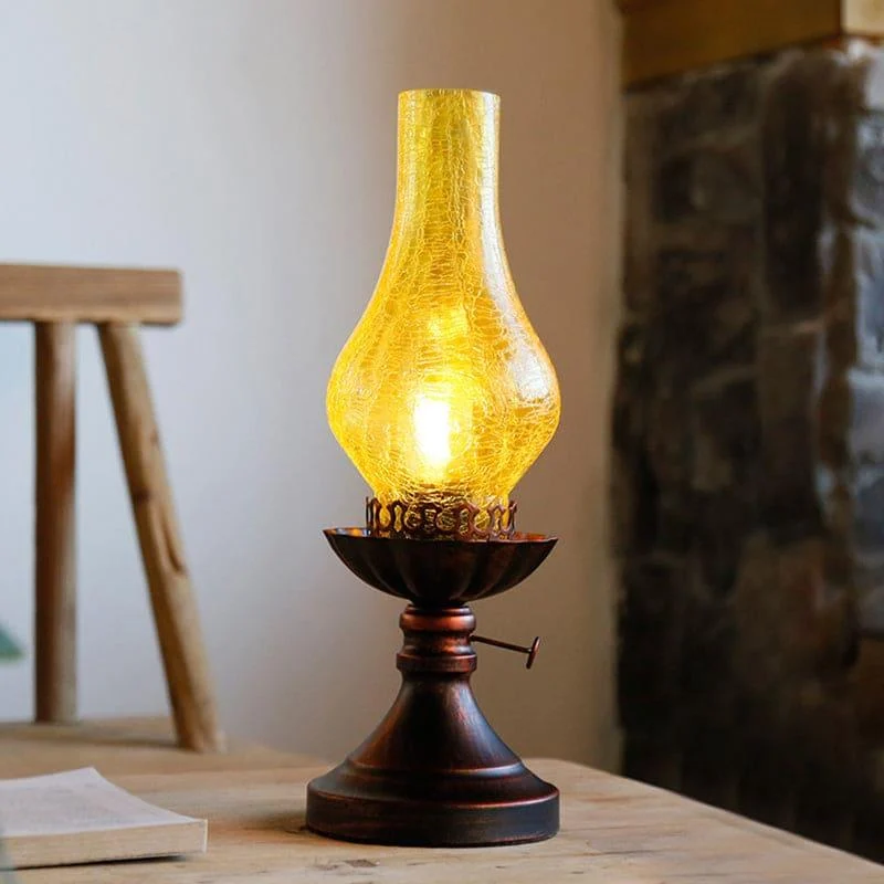 GlowThijs - Retro Bedside Lamp with Craykle Glass Lampshade -  - #tag1#