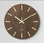 Glow in Dark Wood Textured Silent Wall Clock 12 Inches