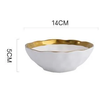 Gold Inlay Ceramic Soup Bowl - Homeko