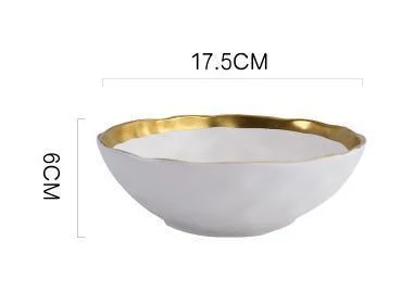 Gold Inlay Ceramic Soup Bowl - Homeko