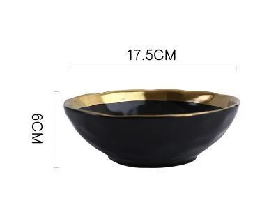 Gold Inlay Ceramic Soup Bowl - Homeko