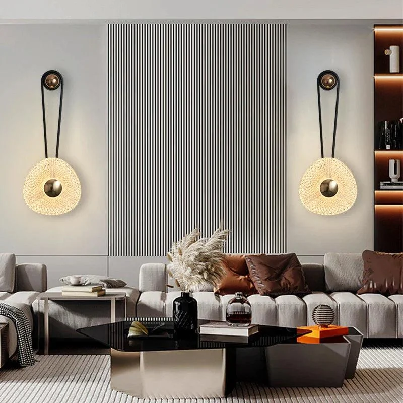 Gold Black Acrylic Minimal Wall lamp, Lighting Luxury Sofa Living room -