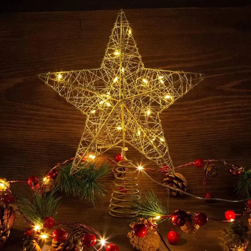Gold Glitter Christmas Tree Topper Iron Star tag1