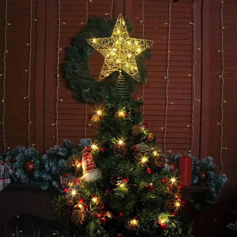 Gold Glitter Christmas Tree Topper Iron Star tag1