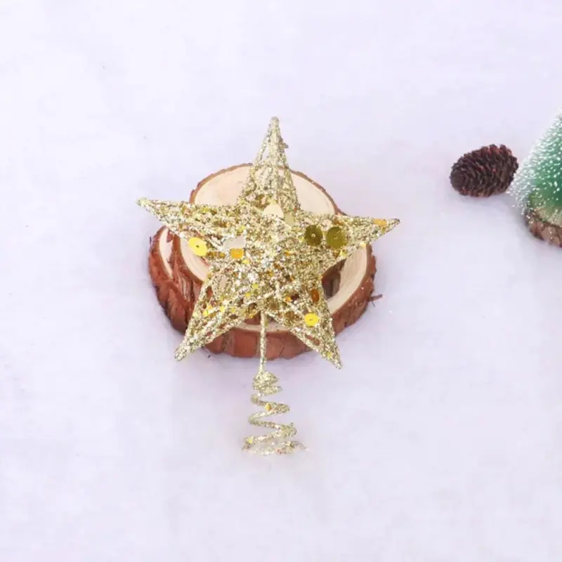 Gold Glitter Christmas Tree Topper Iron Star tag1