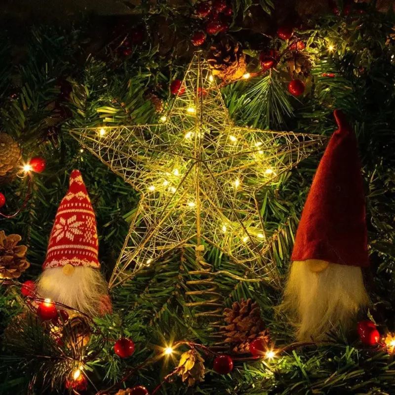 Gold Glitter Christmas Tree Topper Iron Star tag1