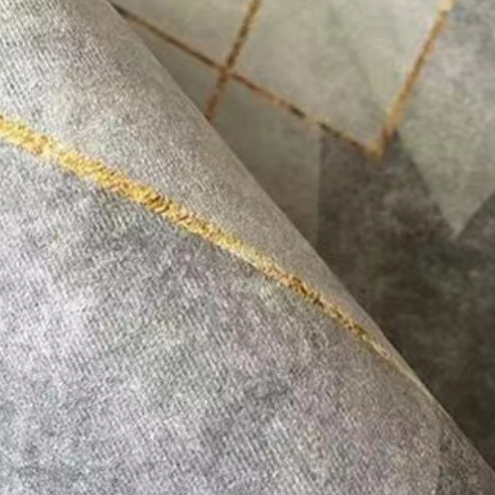 Gold Grey Striped Carpets Large Rugs Non-slip for Living Room - 