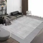 Gold Grey Striped Carpets Large Rugs Non slip for Living Room