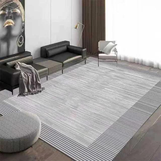 Gold Grey Striped Carpets Large Rugs Non-slip for Living Room -