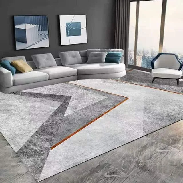 Gold Grey Striped Carpets Large Rugs Non-slip for Living Room -