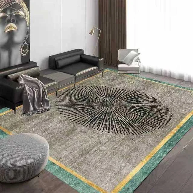 Gold Grey Striped Carpets Large Rugs Non-slip for Living Room -