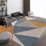 Gold Grey Striped Carpets Large Rugs Non slip for Living Room