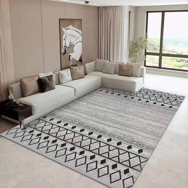 Gold Grey Striped Carpets Large Rugs Non-slip for Living Room -