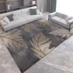 Gold Grey Striped Carpets Large Rugs Non slip for Living Room