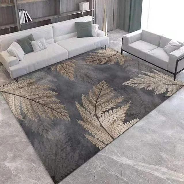 Gold Grey Striped Carpets Large Rugs Non-slip for Living Room -