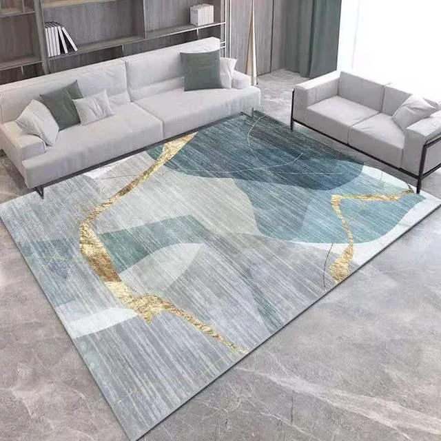 Gold Grey Striped Carpets Large Rugs Non-slip for Living Room -