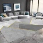 Gold Grey Striped Carpets Large Rugs Non slip for Living Room