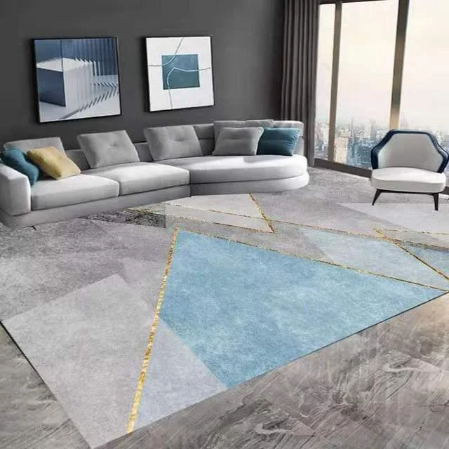 Gold Grey Striped Carpets Large Rugs Non-slip for Living Room -
