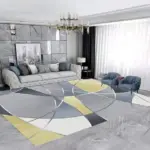 Gold Grey Striped Carpets Large Rugs Non slip for Living Room