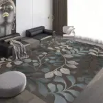 Gold Grey Striped Carpets Large Rugs Non slip for Living Room