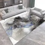 Gold Grey Striped Carpets Large Rugs Non slip for Living Room